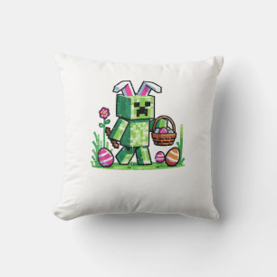 Easter Pixel Gaming Bunny Egg Hunting Boys Kids Yo Cushion