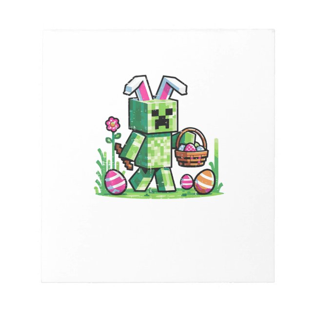 Easter Pixel Gaming Bunny Egg Hunting Boys Kids Yo Notepad (Front)