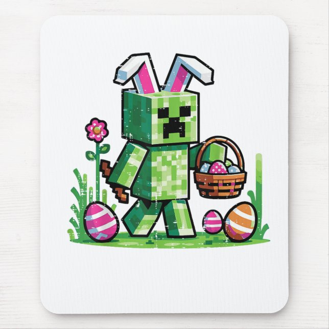 Easter Pixel Gaming Bunny Egg Hunting Mouse Pad (Front)