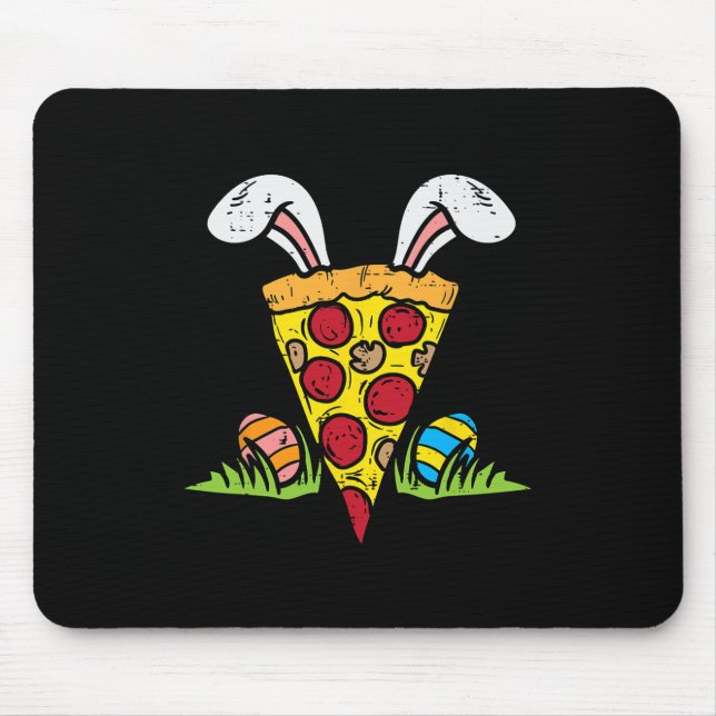 Easter Pizza Slice Bunny Ears Fun Snack Food Lover Mouse Pad (Front)