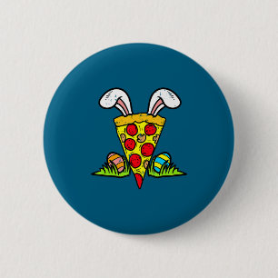 Easter pizza slice bunny ears funny snack food fo 6 cm round badge