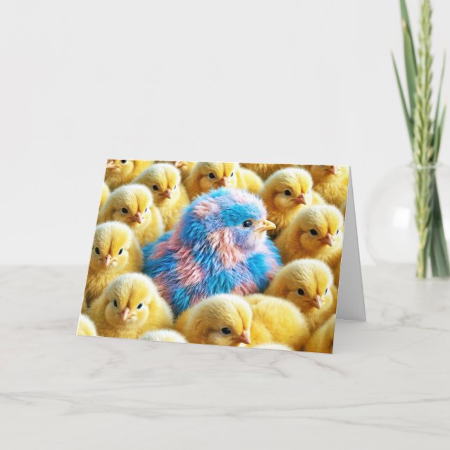 Easter Plaid Chick With Yellow Chicks Card (Front)