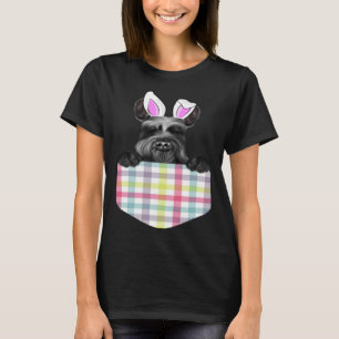 Easter Plaid Giant Schnauzer Bunny Dog In Pocket T-Shirt