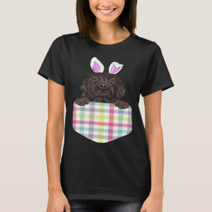 Easter Plaid Newfoundland Bunny Dog In Pocket T-Shirt