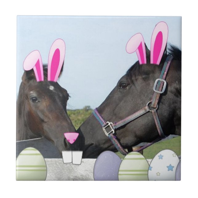 Easter Pony and Horse Ceramic Tile (Front)