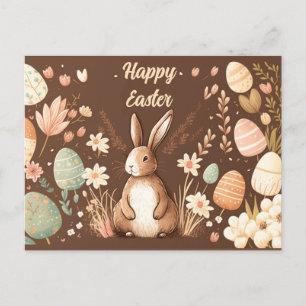 Easter postcard with bunny and chocolate colours