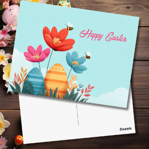 Easter Postcard with Easter Eggs
