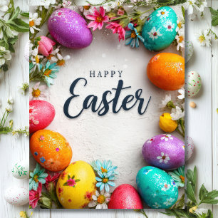 Easter Postcard with Easter Eggs