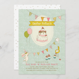 Easter Potluck Egg Hunt Party Invitation