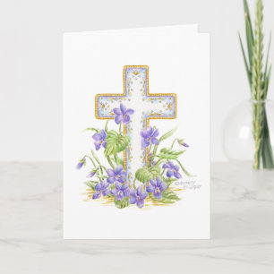 Easter Prayer Violet Cross Greeting Card