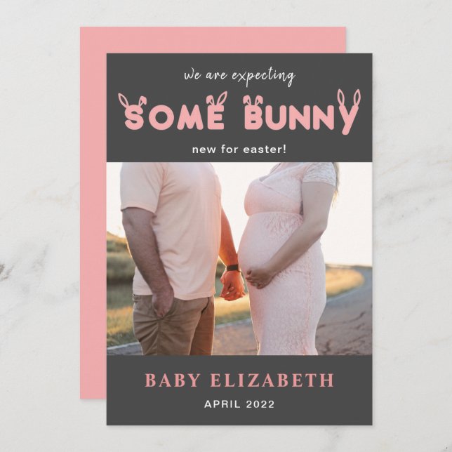 Easter pregnancy announcement photo funny bunny (Front/Back)
