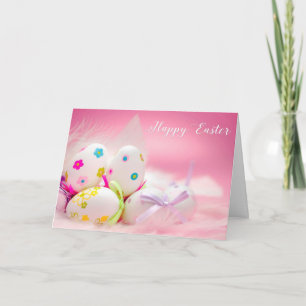Easter - "Pretty Eggs in Pink" - Customise Holiday Card