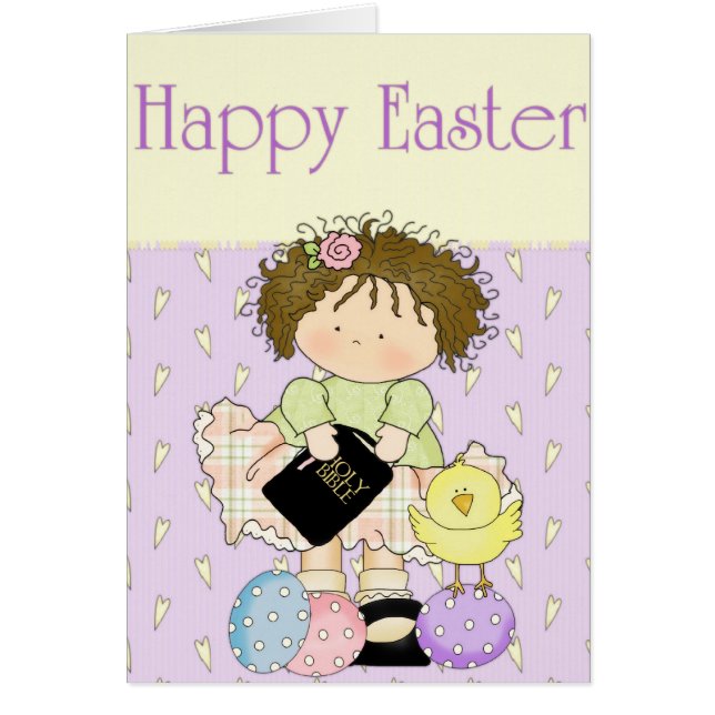 Easter Pretty Girl Easter Holiday Greeting Card 9 (Front)