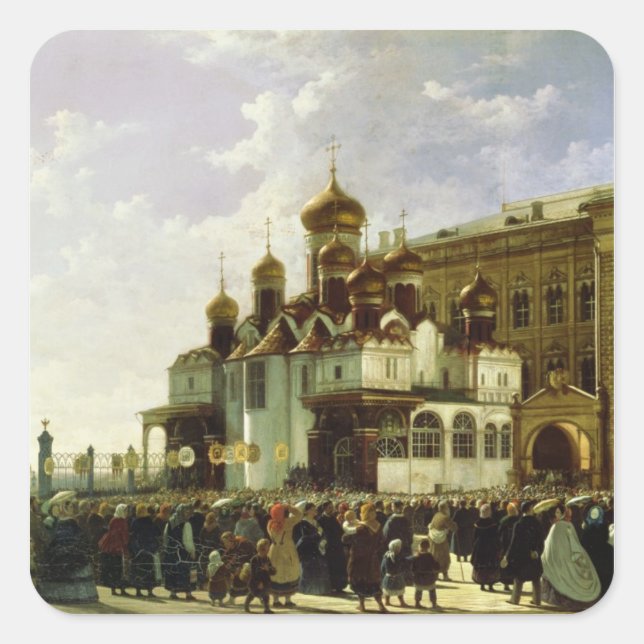 Easter procession at Maria Annunciation Square Sticker (Front)