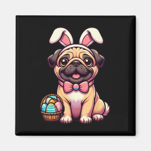 Easter Pug Bunny Ears Eggs  Magnet