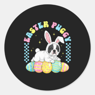 Easter puggy cute dog french pug easter day men classic round sticker