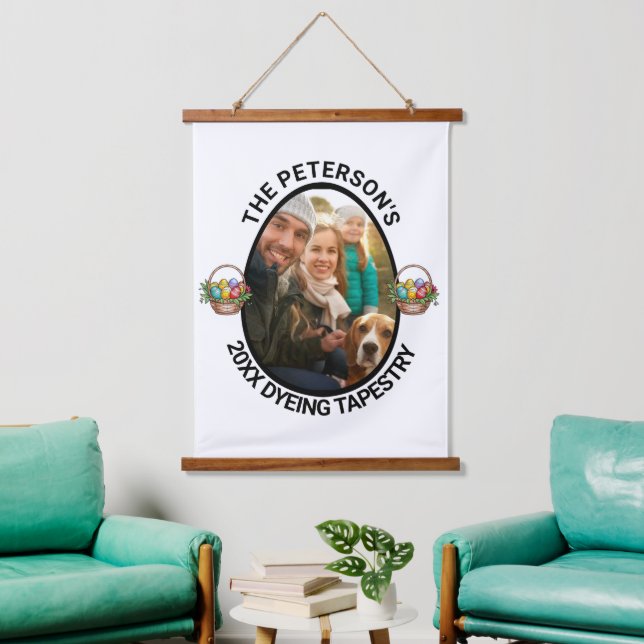 Easter Pun | Custom 2025 Family Photo Dyeing Hanging Tapestry (Living Room)