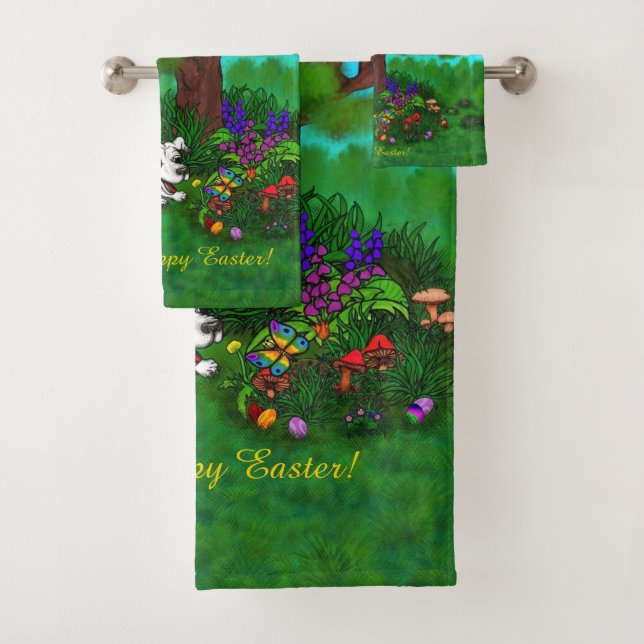 Easter - Puppy Capo and Butterfly Bath Towel Set (Insitu)