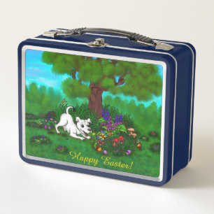 Easter - Puppy Capo and Butterfly Metal Lunch Box