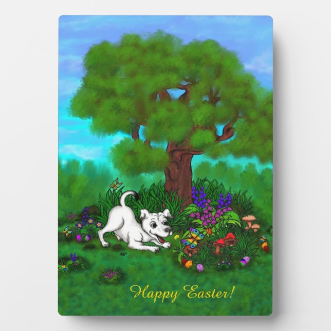 Easter - Puppy Capo and Butterfly Plaque (Front)