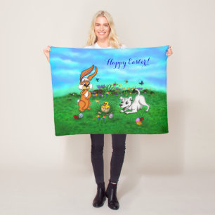 Easter - Puppy Capo Rabbit and Chick Fleece Blanket
