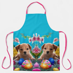 Easter Puppy Flowers and Eggs Apron