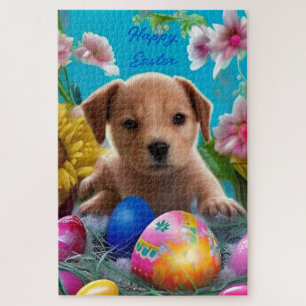 Easter Puppy Flowers and Eggs Holiday  Jigsaw Puzzle