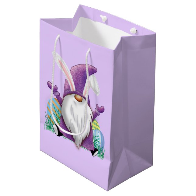 Easter Purple Gnome    Medium Gift Bag (Front Angled)