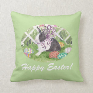 Easter Rabbit and Eggs Throw Pillow