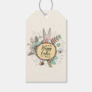 Easter Rabbit and Flowers Gift Tags