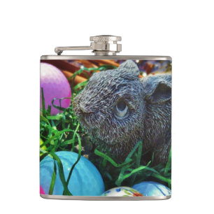 Easter Rabbit and golf ball basket Hip Flask