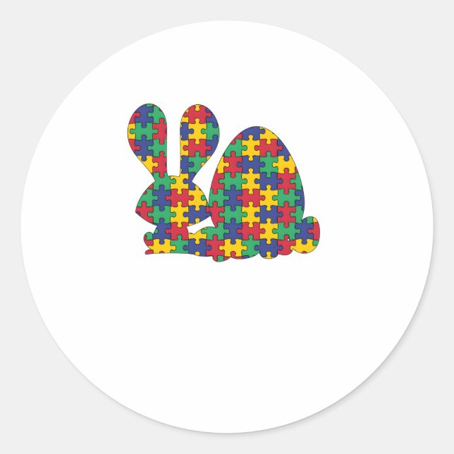 Easter Rabbit Autism Awareness Puzzle Piece Autist Classic Round Sticker (Front)