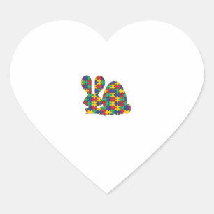Easter Rabbit Autism Awareness Puzzle Piece Autist Heart Sticker