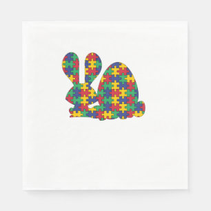 Easter Rabbit Autism Awareness Puzzle Piece Autist Napkin