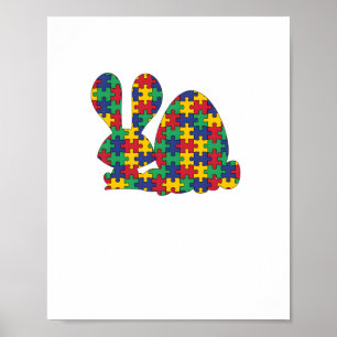 Easter Rabbit Autism Awareness Puzzle Piece Autist Poster