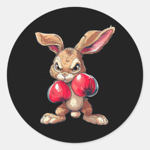 Easter Rabbit Bunny Boxer Boxing Kickboxing Martia Classic Round Sticker