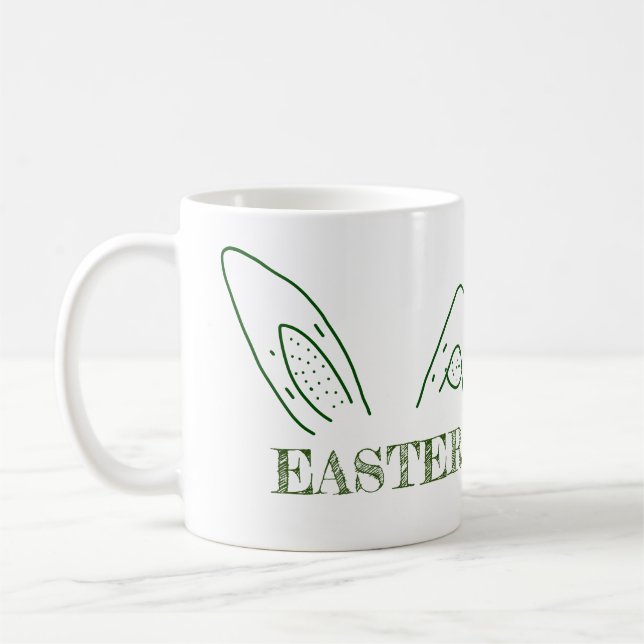 Easter rabbit bunny ears add name text editable te coffee mug (Left)