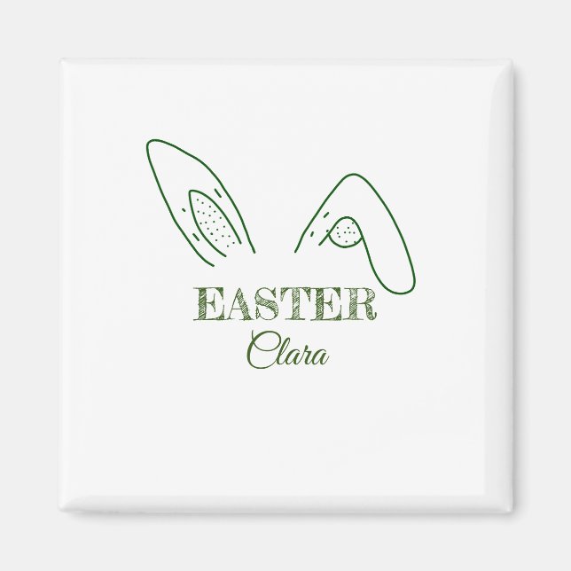 Easter rabbit bunny ears add name text editable te magnet (Front)