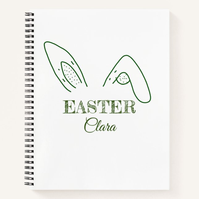 Easter rabbit bunny ears add name text editable te notebook (Front)