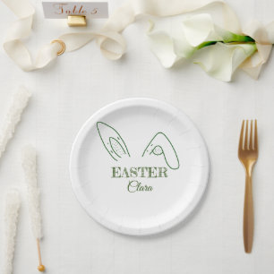 Easter rabbit bunny ears add name text editable te paper plate