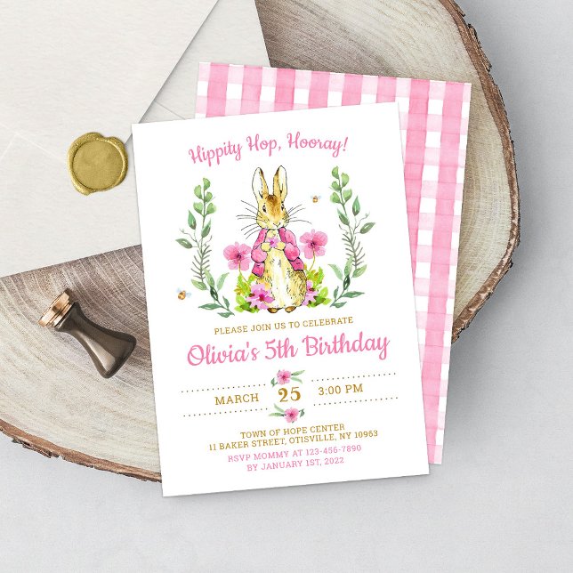 Easter Rabbit Bunny Girl Birthday Invitation (Creator Uploaded)