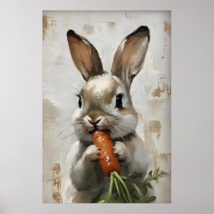 Easter Rabbit Carrot Print, Spring Bunny Poster