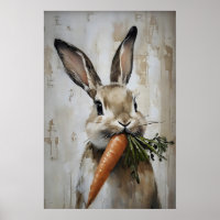 Easter Rabbit Carrot Print, Spring Bunny