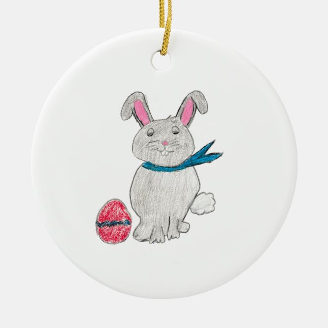 Easter Rabbit Ceramic Ornament (Front)