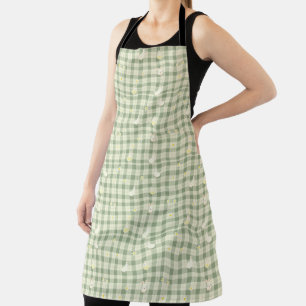 Easter Rabbit Chicken Green Plaid Pattern Apron