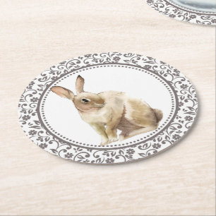 Easter Rabbit design Round Paper Coaster