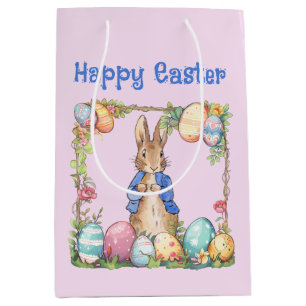 Easter Rabbit Easter Eggs Happy Easter Medium Gift Bag
