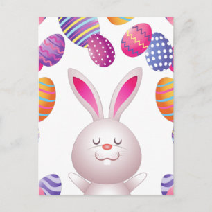 Easter rabbit & eggs postcard. postcard