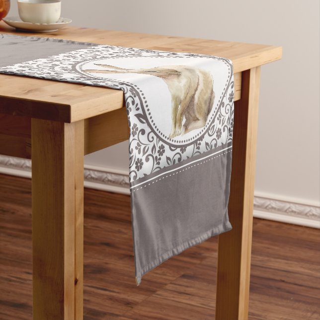 Easter Rabbit Floral brown Short Table Runner (In Situ)