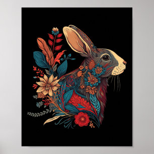 Easter Rabbit Floral Graphic Women Girls Kids Poster